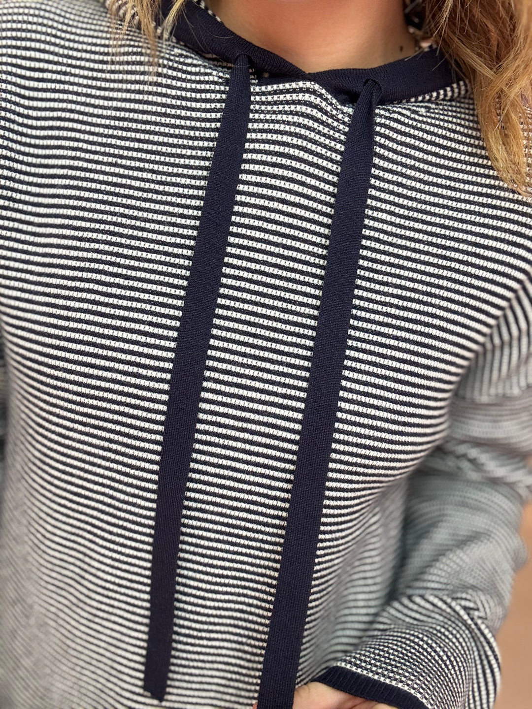 Waffle Textured Striped Pullover