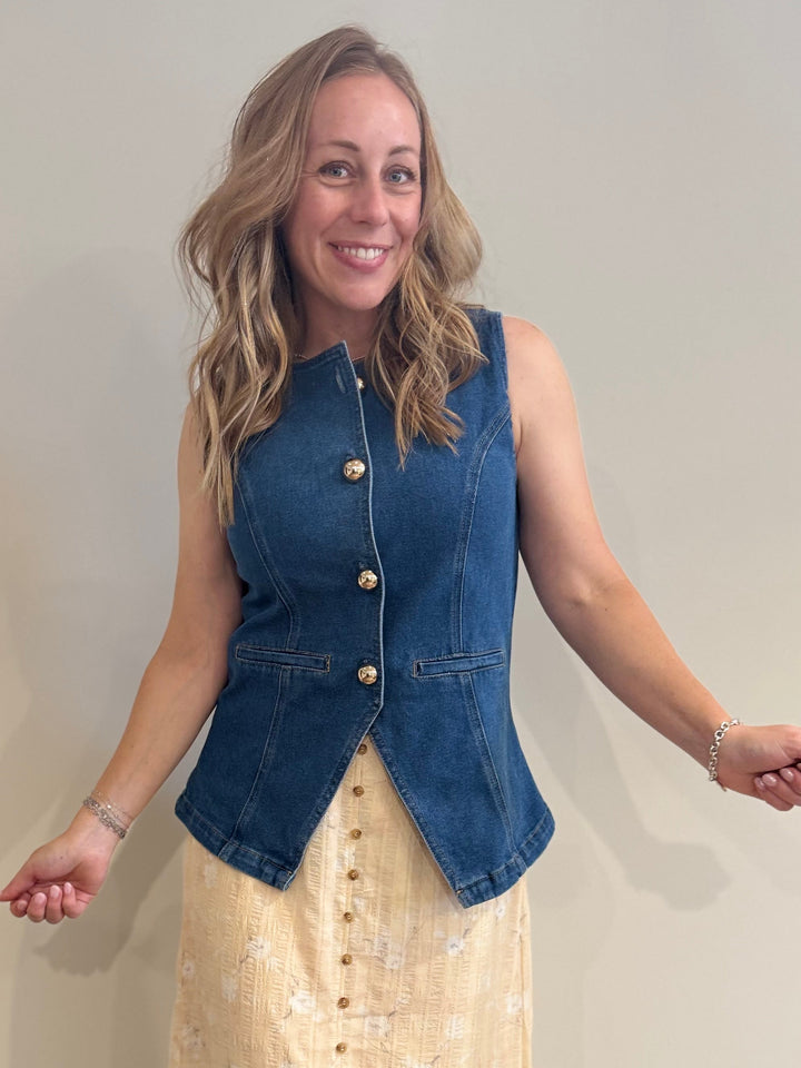 Button Down Denim Vest