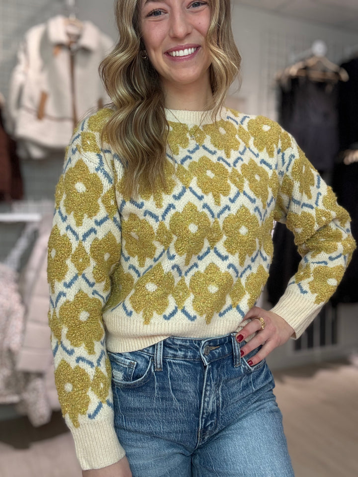 Fuzzy Floral Sweater
