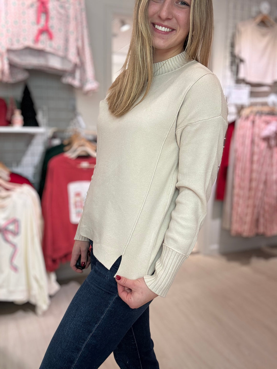 Mock Neck Knit Sweater