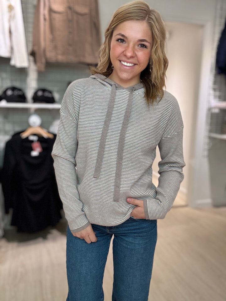 Waffle Textured Striped Pullover