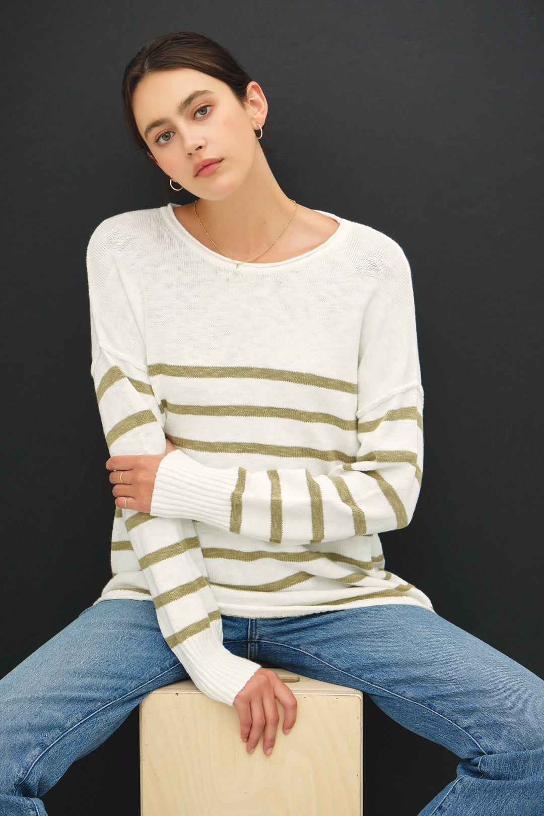 Sage Striped Pullover