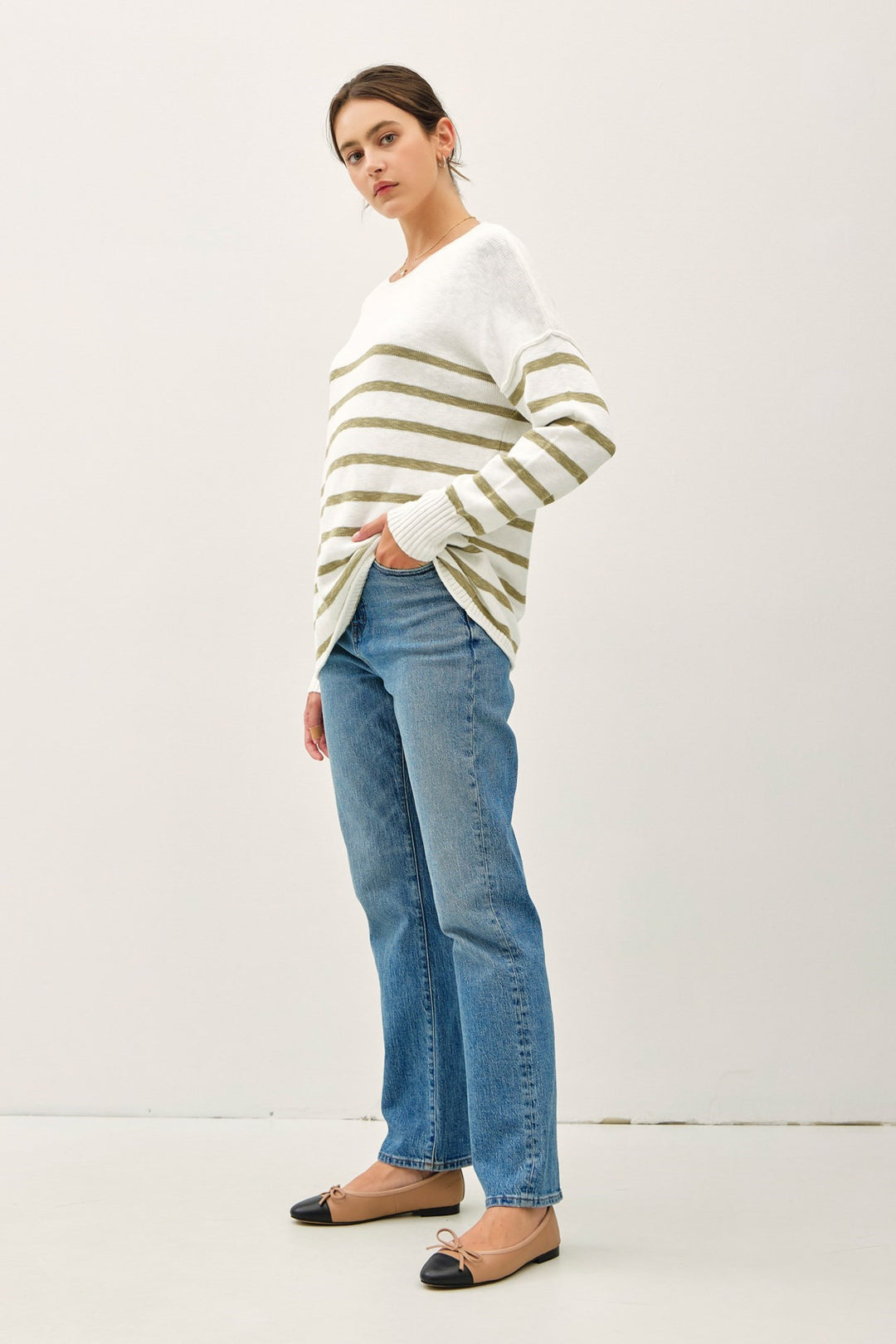 Sage Striped Pullover