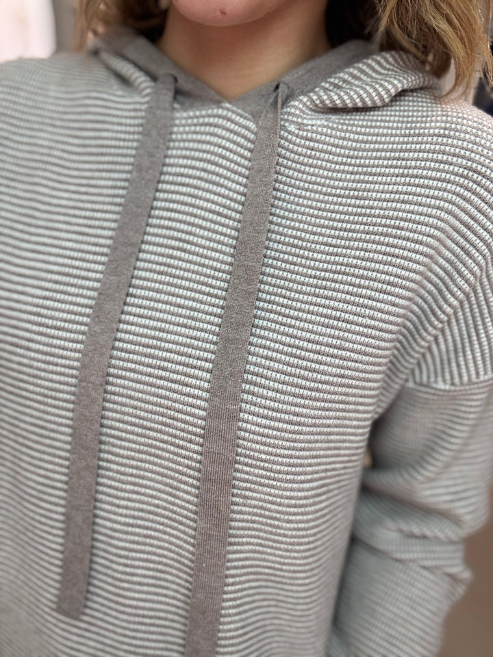 Waffle Textured Striped Pullover