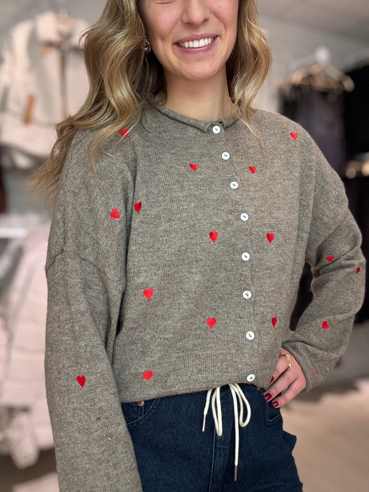 Embroidered Heart Cardigan