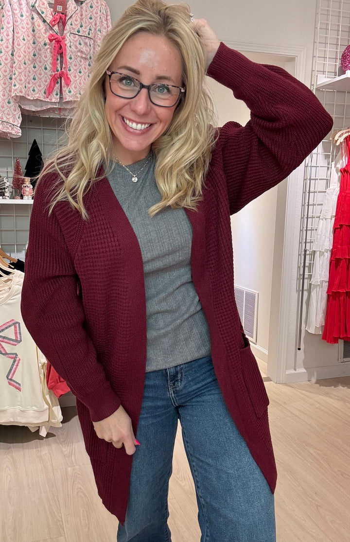 Maroon Knit Cardigan