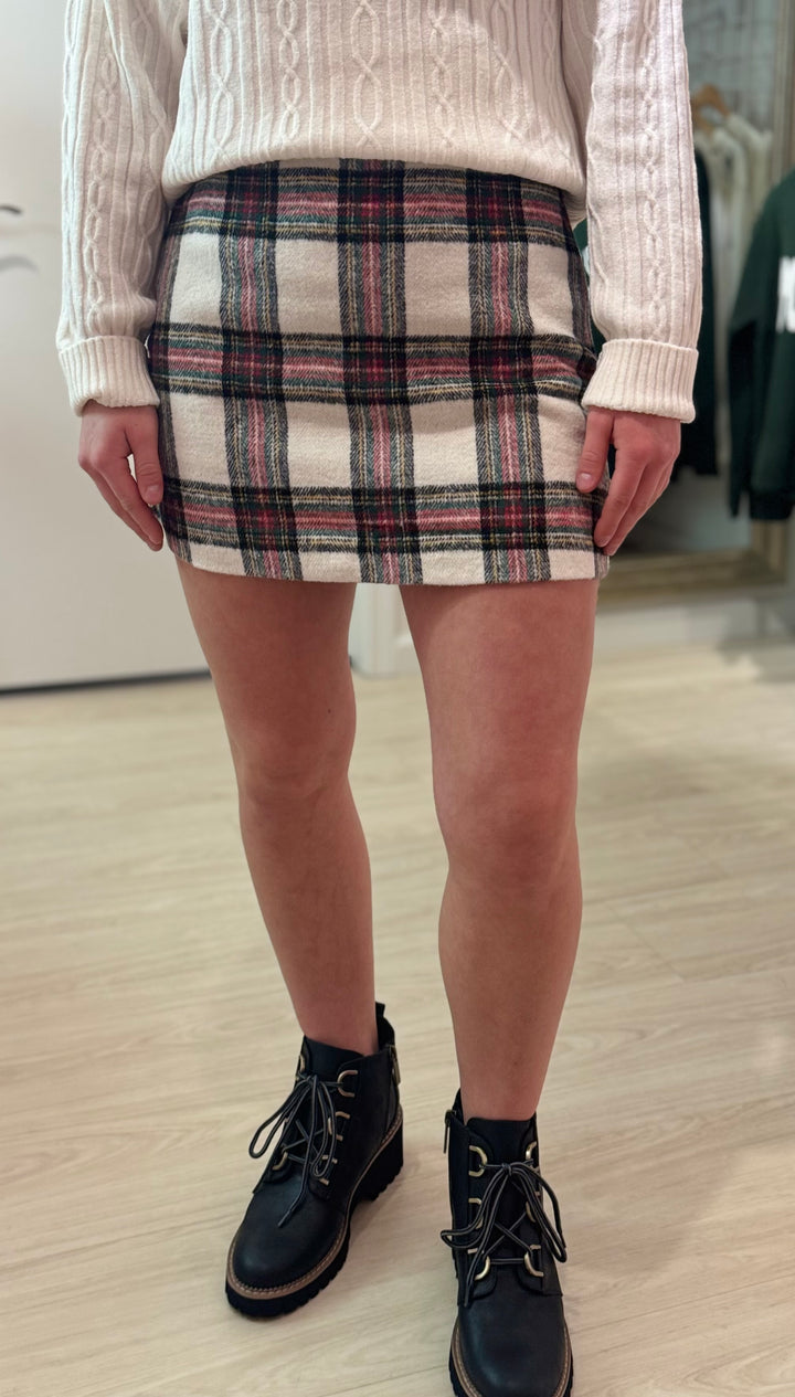 Brushed Plaid Mini Skirt