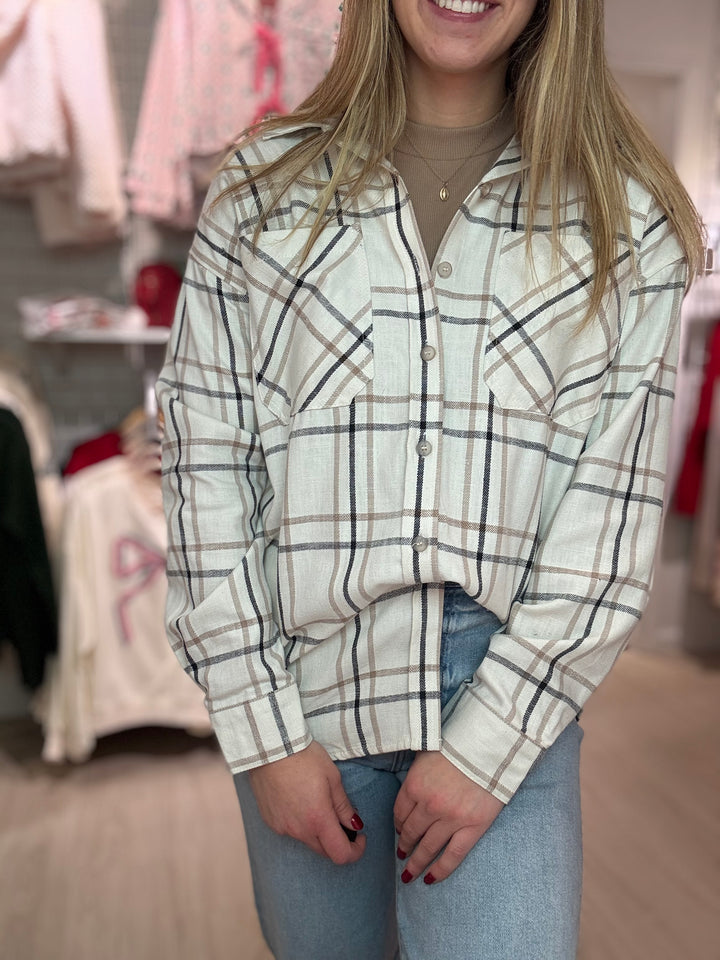 Linen Plaid Button Down