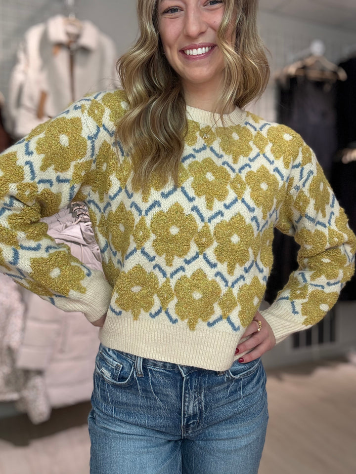 Fuzzy Floral Sweater