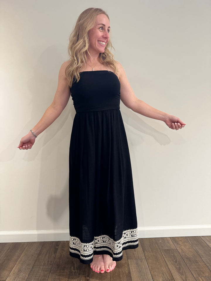 Embroidered Tube Top Dress