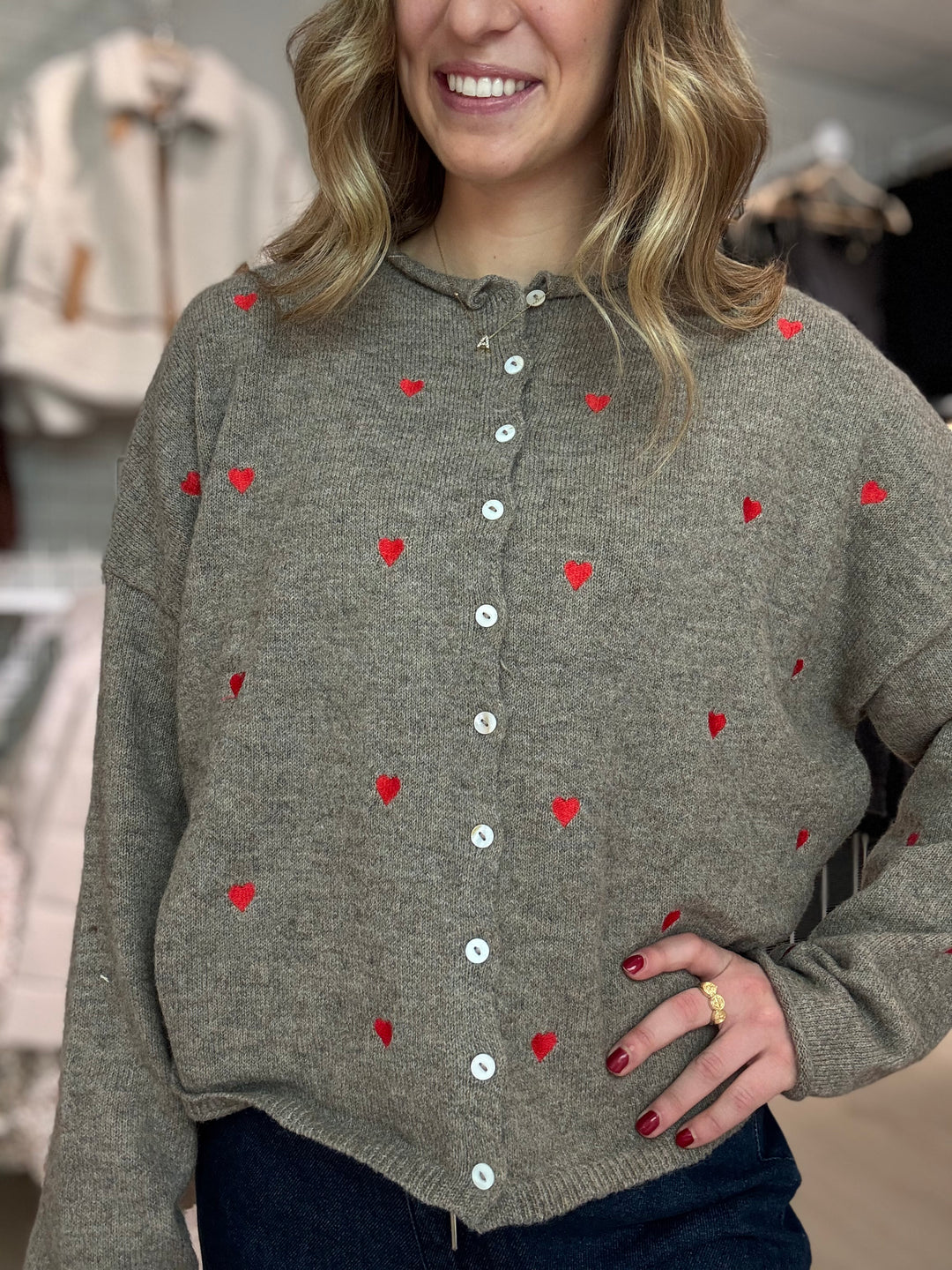 Embroidered Heart Cardigan
