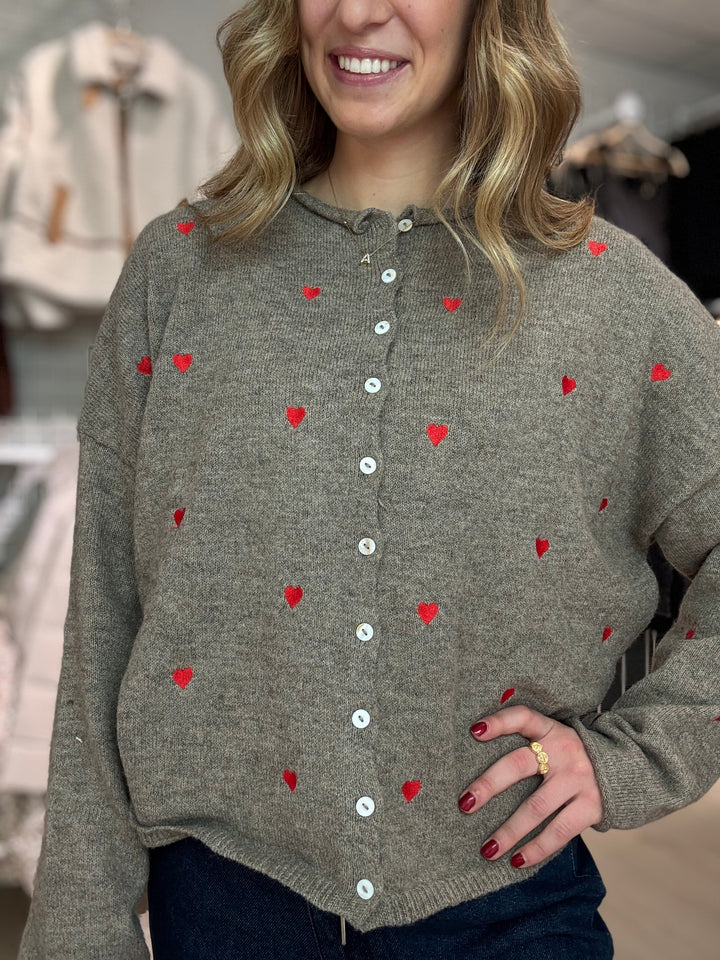 Embroidered Heart Cardigan