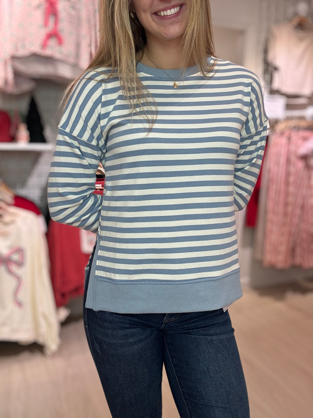 Striped Crewneck Sweatshirt