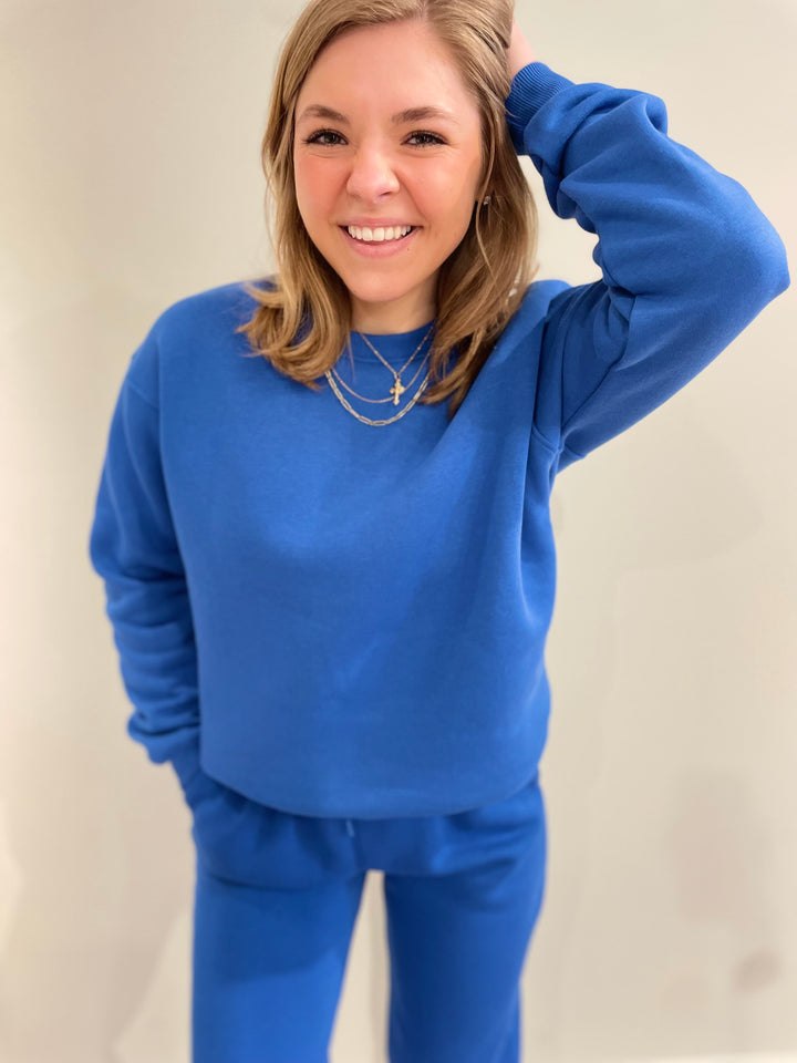 Cobalt Fleece Crewneck