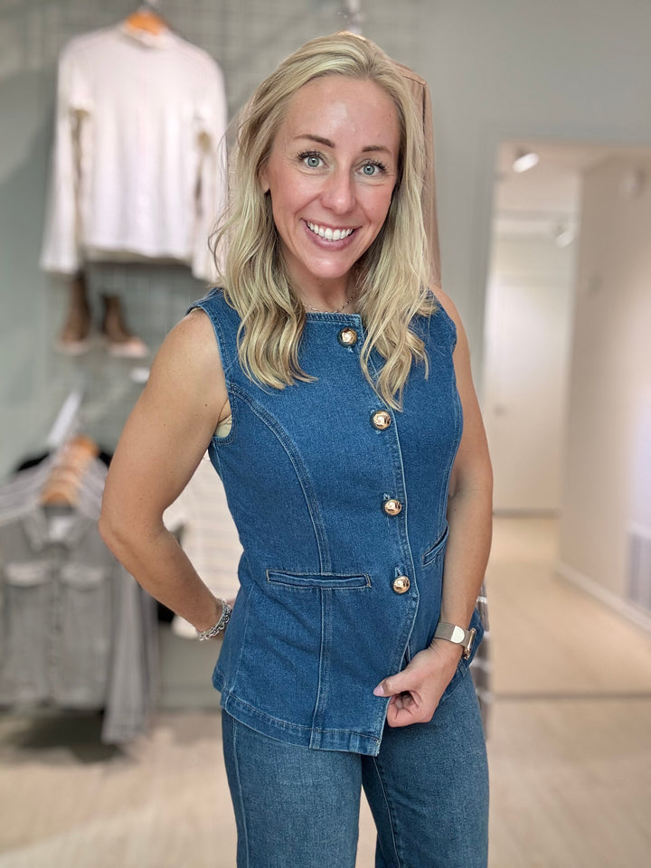 Button Down Denim Vest