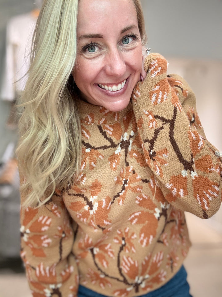 Caramel Floral Sweater