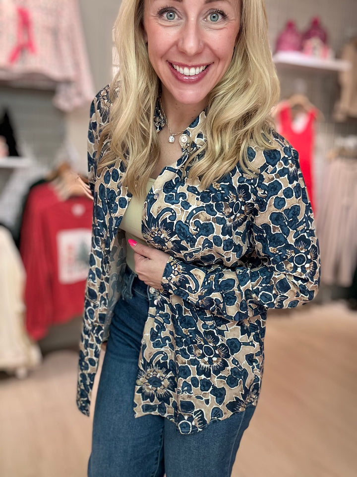 Printed Button-Up Shirt