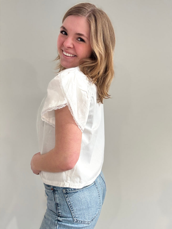 Lace Puff Button Up