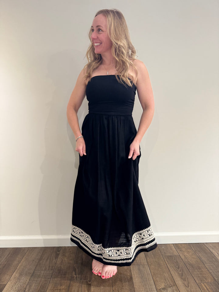 Embroidered Tube Top Dress