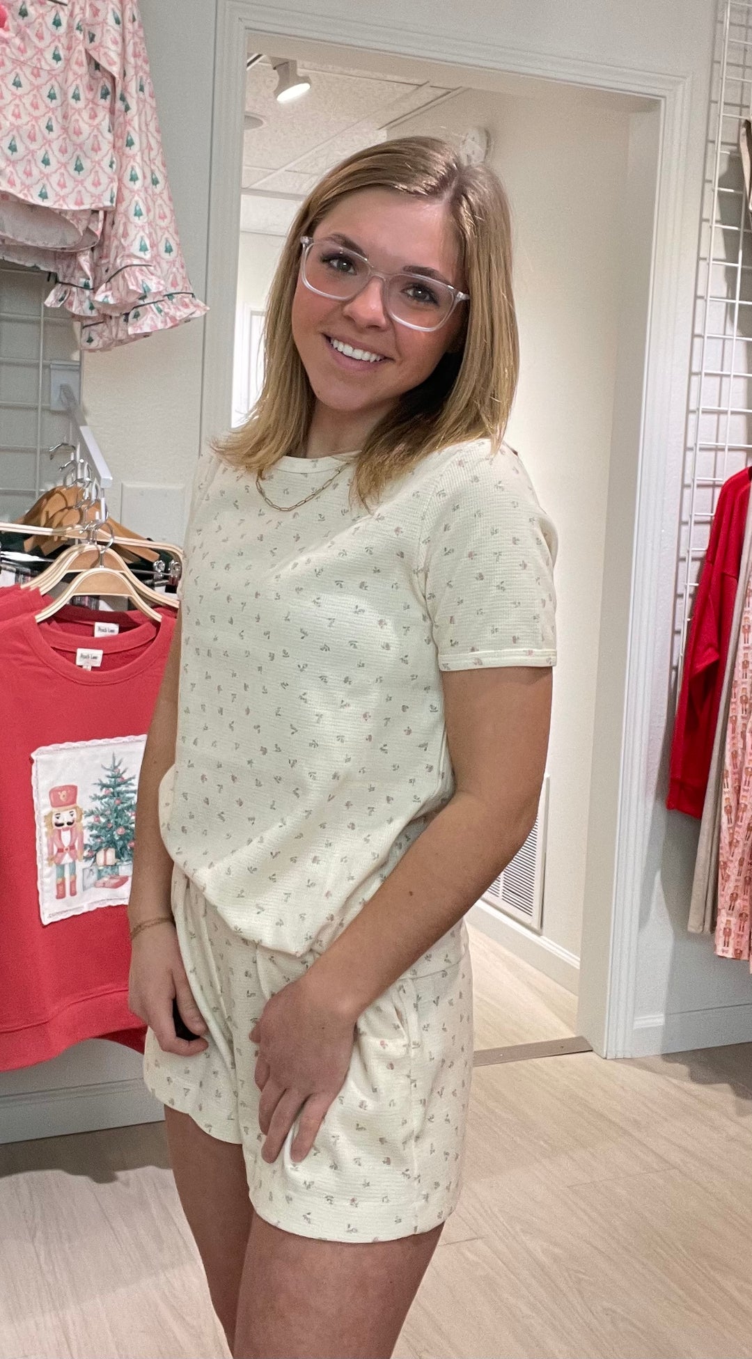 Ribbed Floral Pajama Set