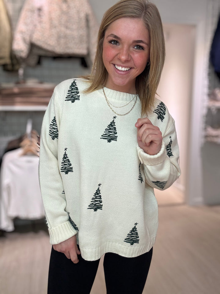 Ivory Christmas Tree Sweater