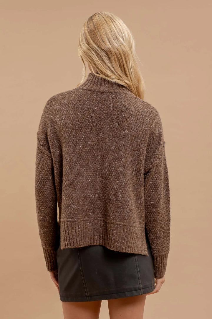 Mocha Turtleneck Long Sleeve Sweater