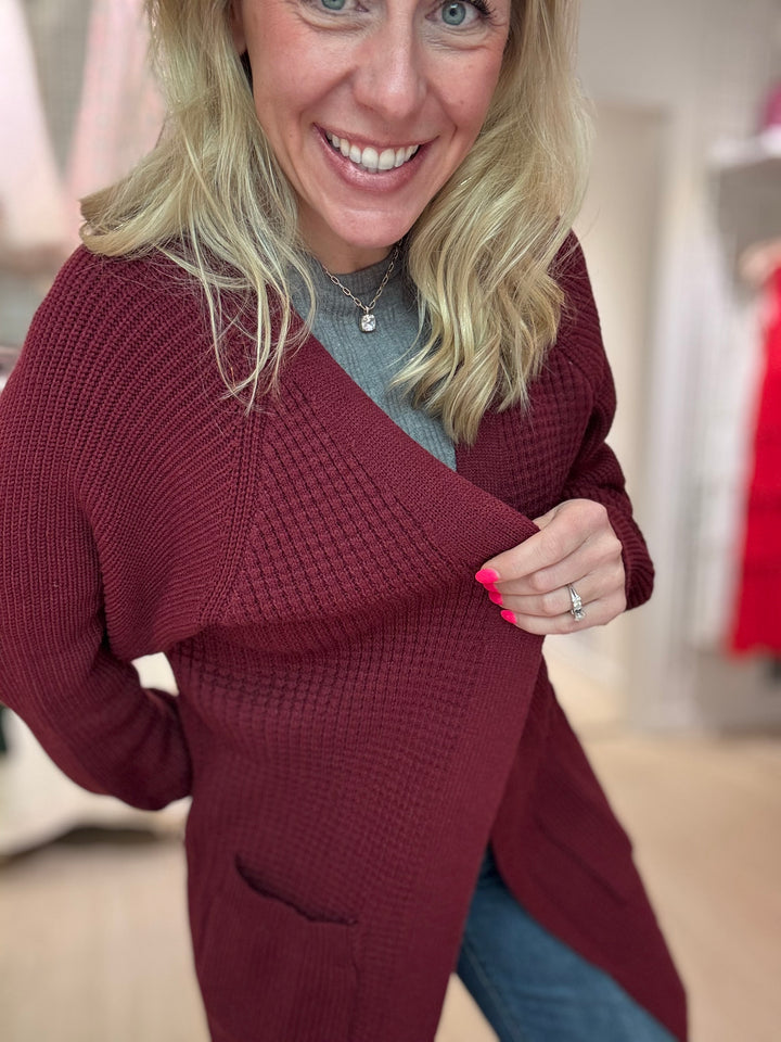Maroon Knit Cardigan