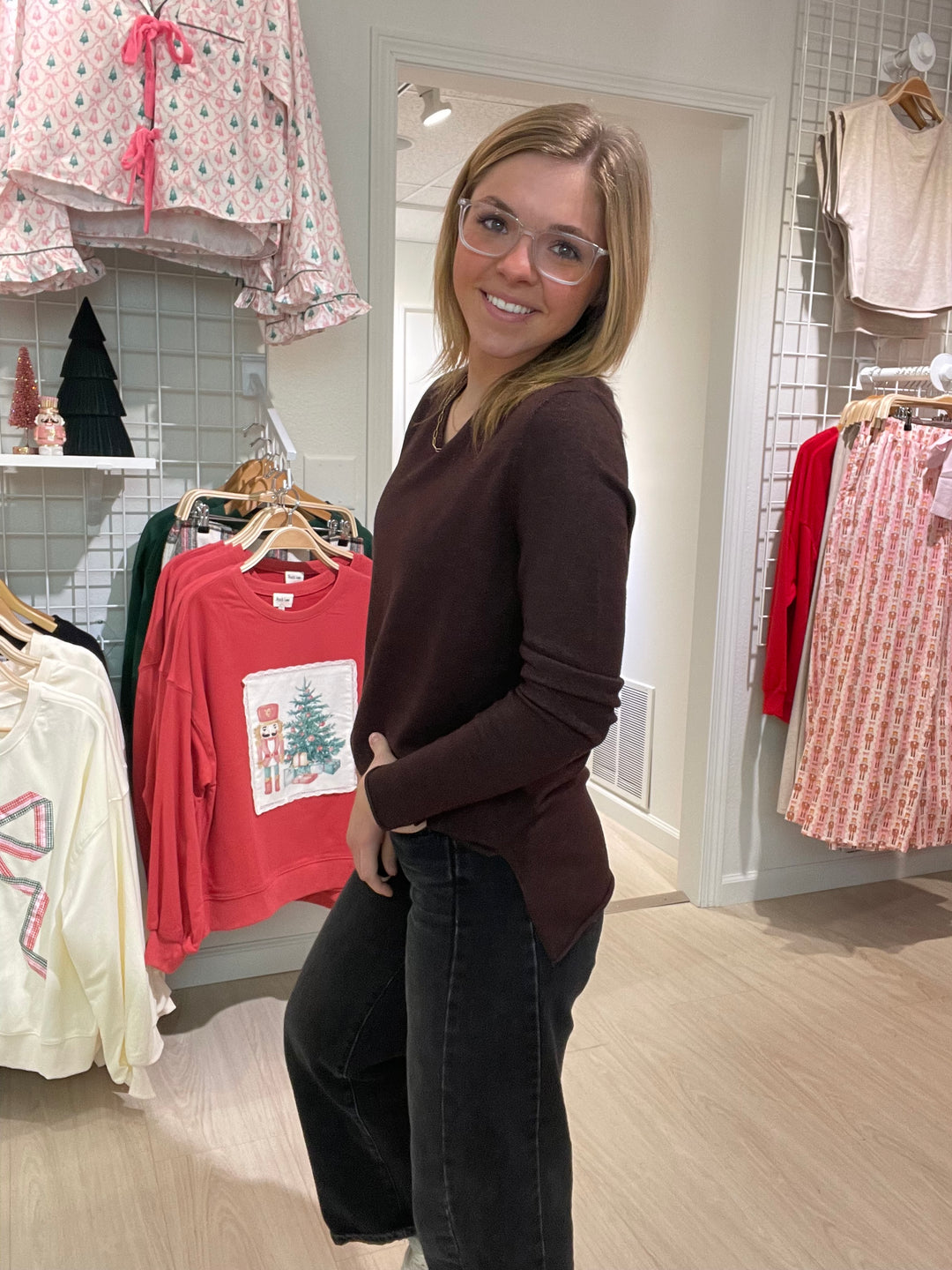 Mocha V-Neck Sweater