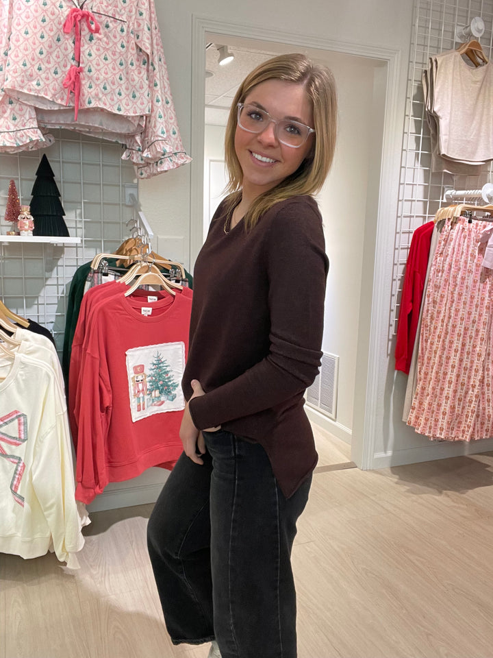 Mocha V-Neck Sweater