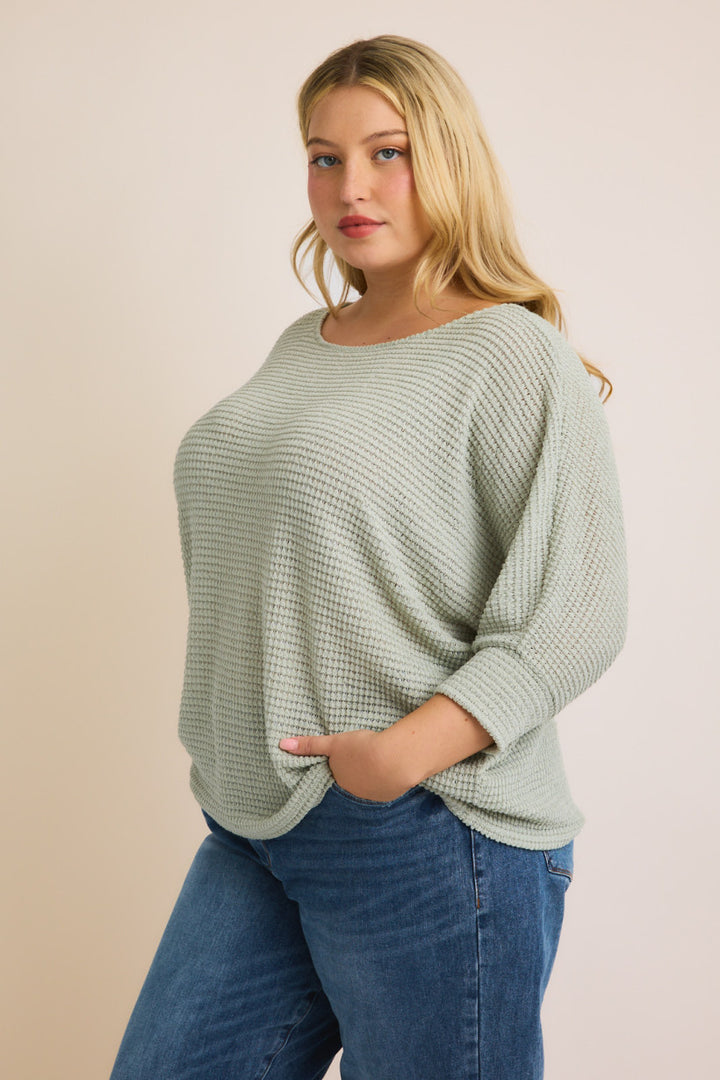 PLUS | Long Batwing Sleeve Boat Neck Top