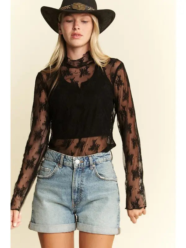 Floral Mesh Top