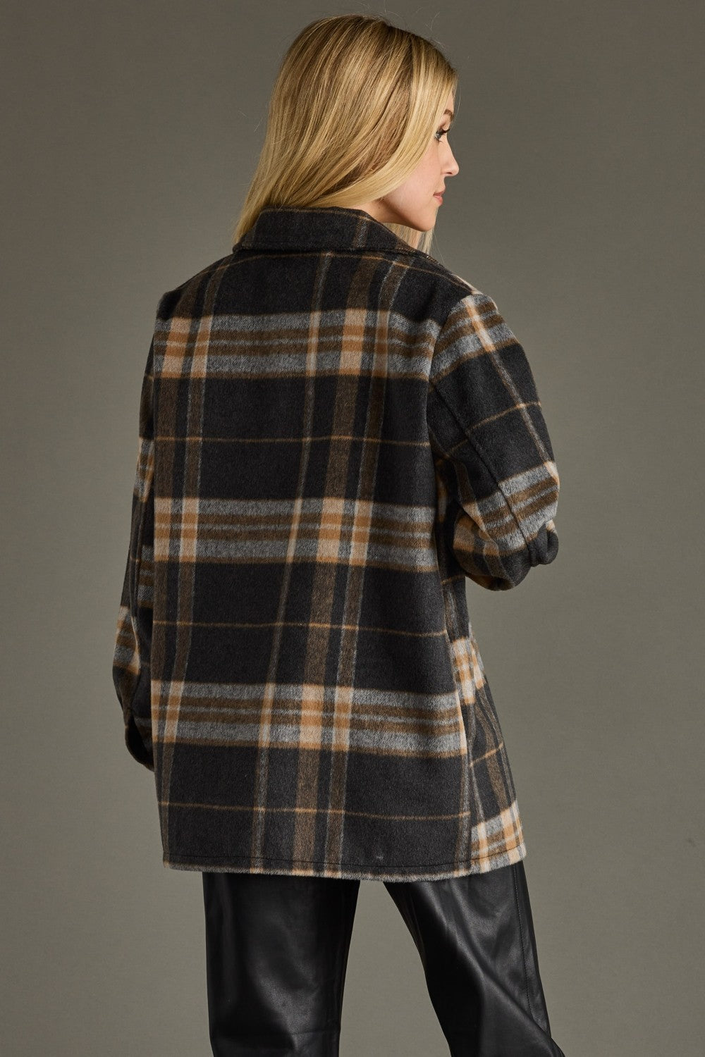 Black, Tan & Gray Plaid Jacket