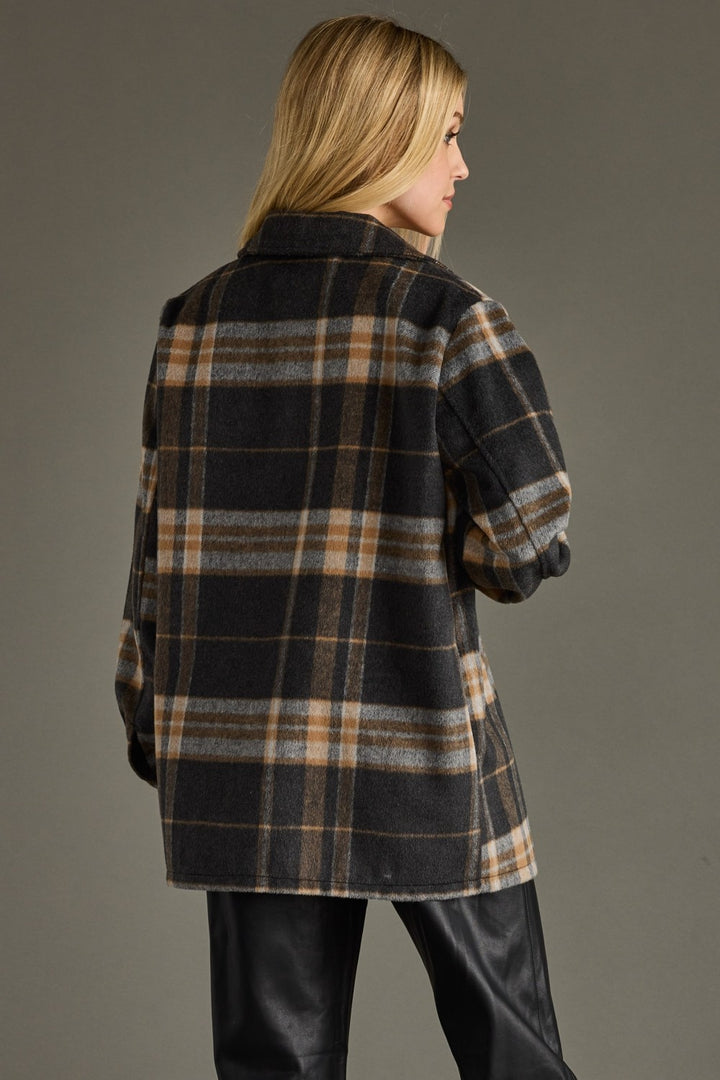 Black, Tan & Gray Plaid Jacket