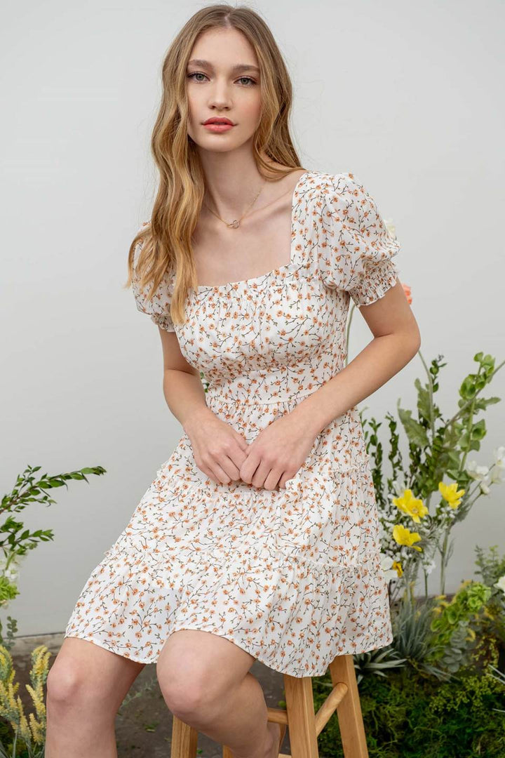 Ivory Blossom Print Dress