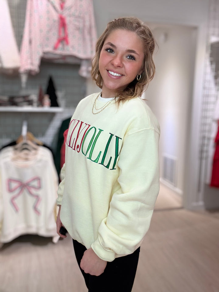 Holly Jolly Embroidered Sweatshirt