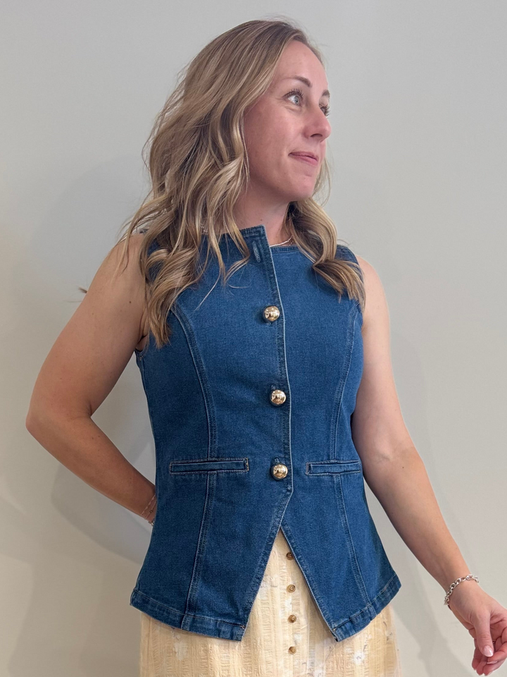 Button Down Denim Vest