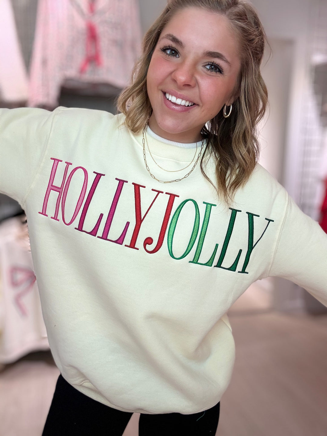 Holly Jolly Embroidered Sweatshirt