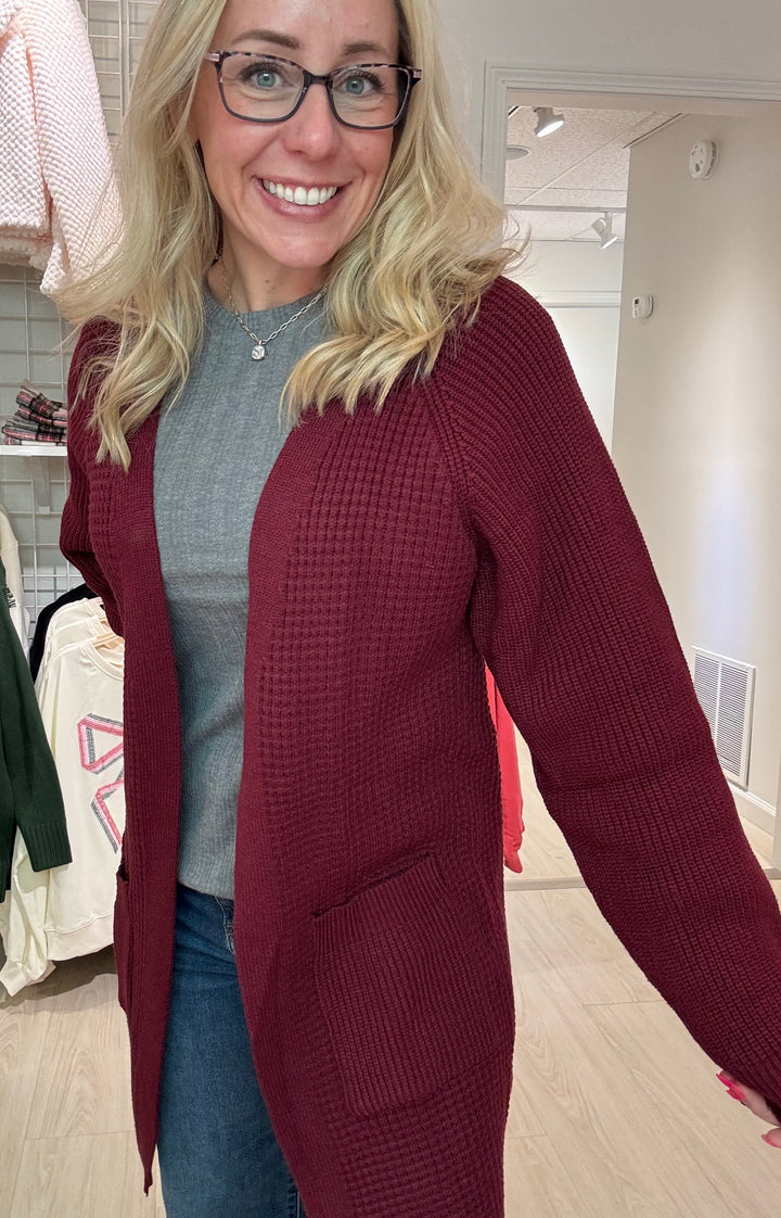 Maroon Knit Cardigan