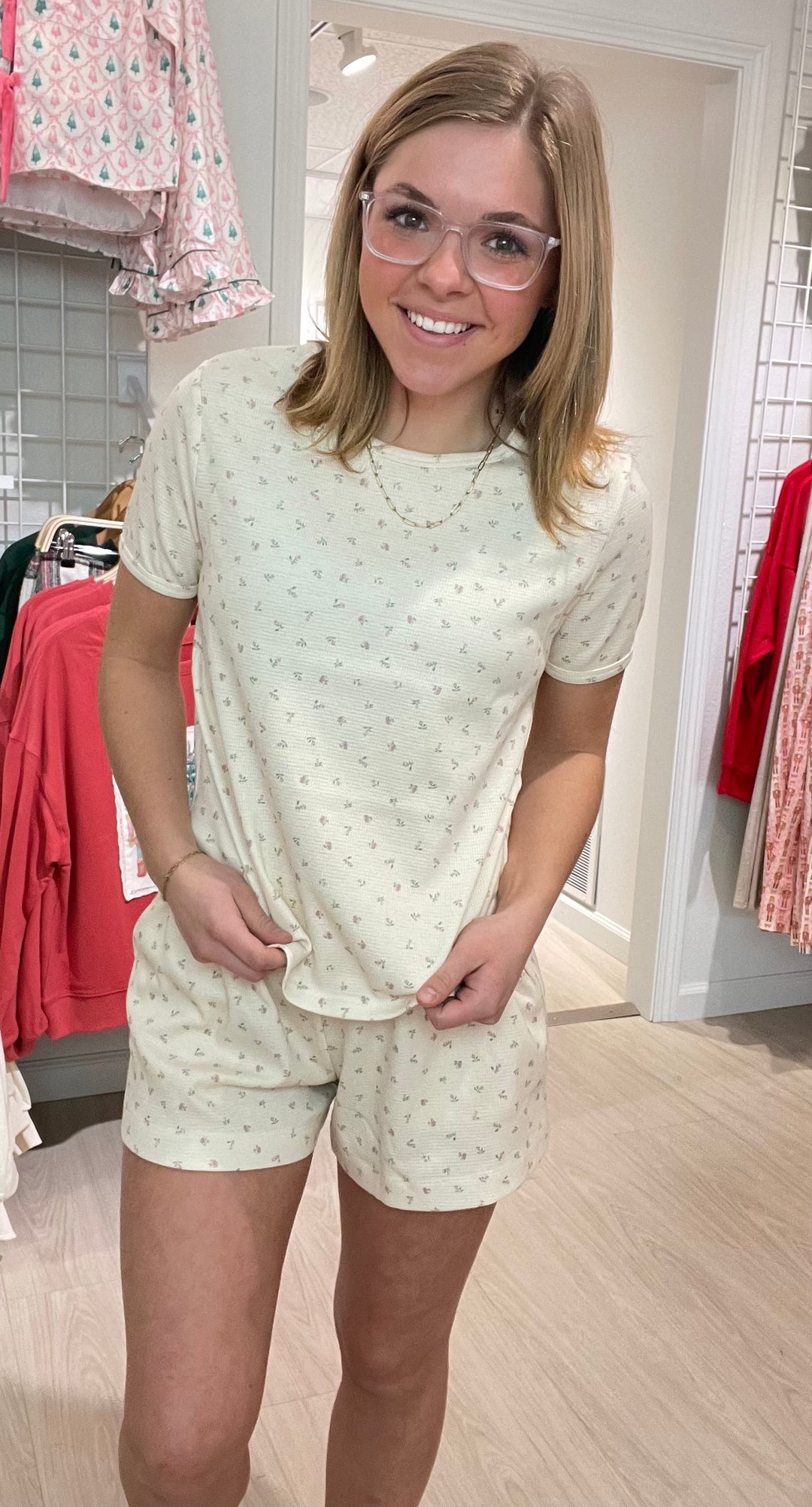 Ribbed Floral Pajama Set
