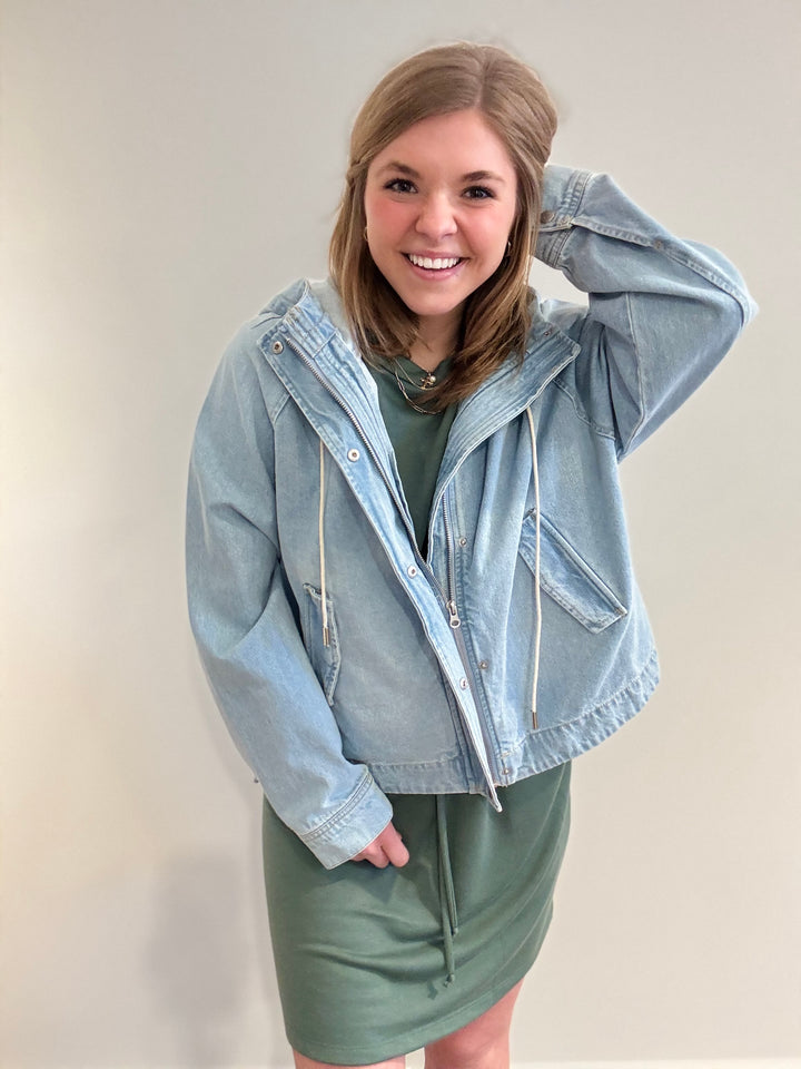 Drawstring Waist Terry Dress