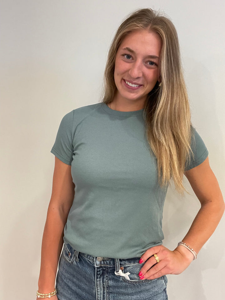 Ribbed Short Sleeve Tee