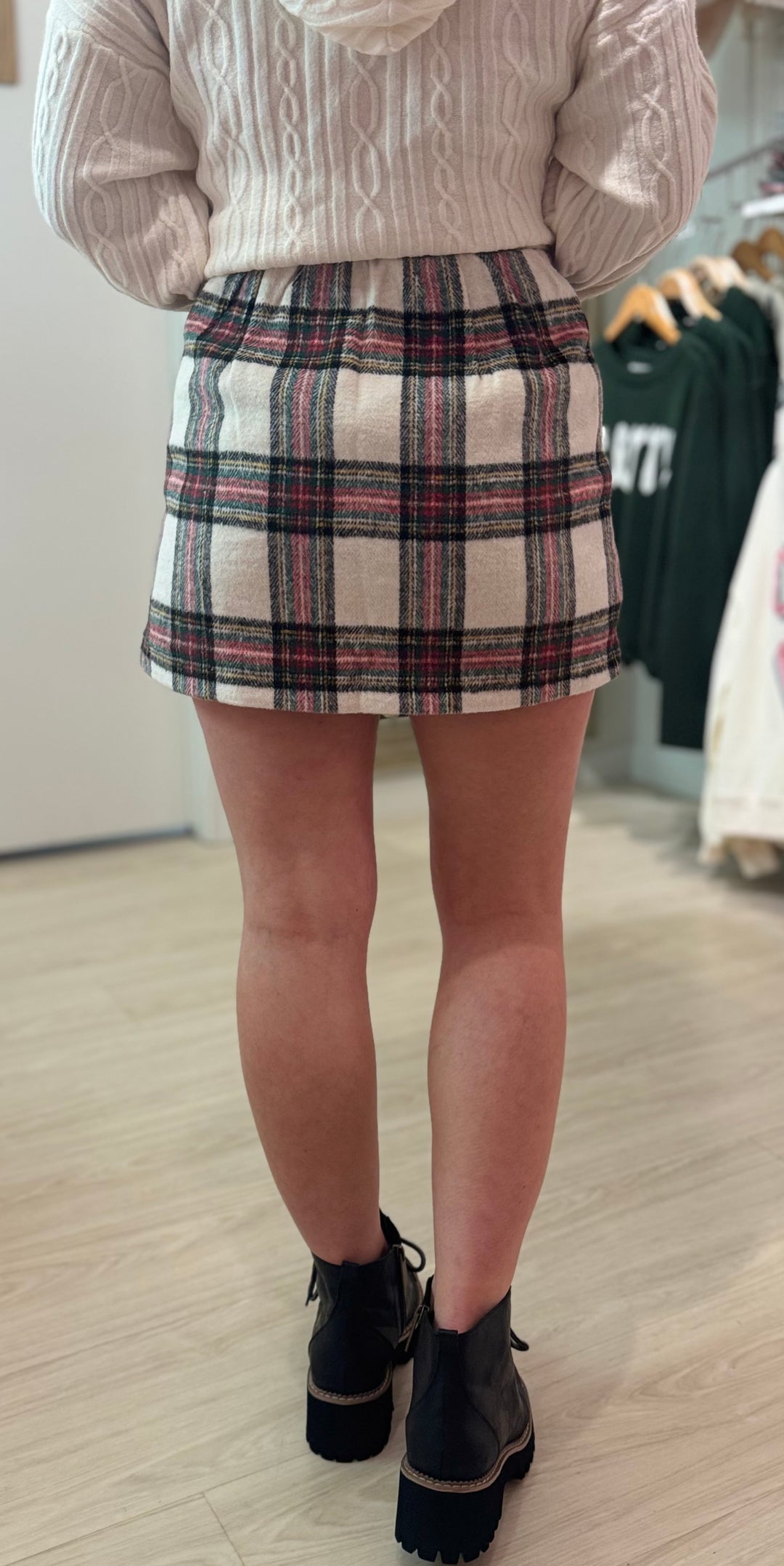 Brushed Plaid Mini Skirt