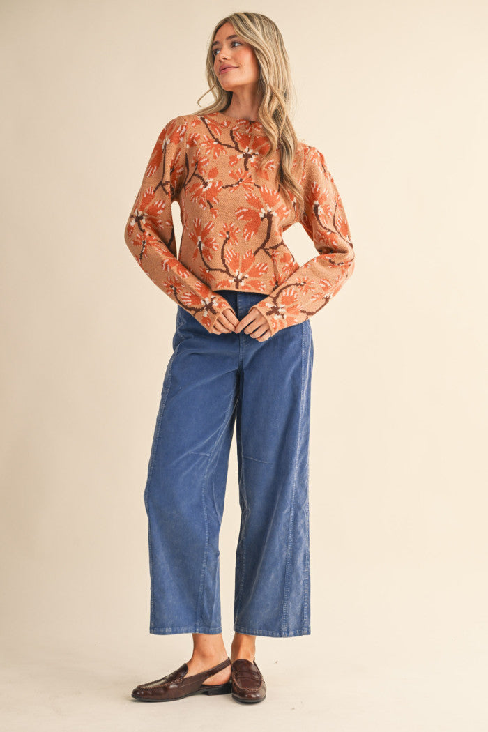 Caramel Floral Sweater