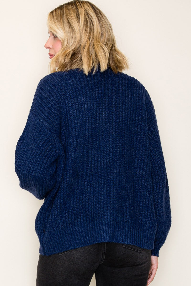 Solid Chunky Sweater Cardigan