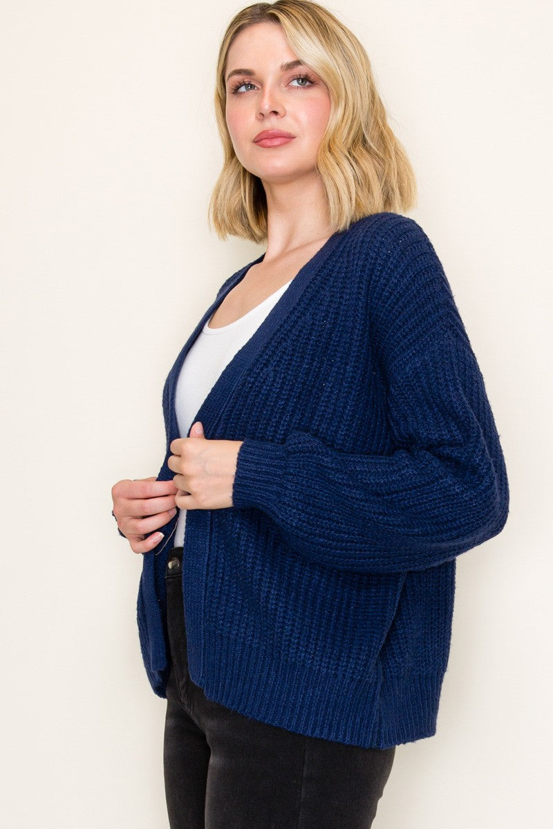 Solid Chunky Sweater Cardigan