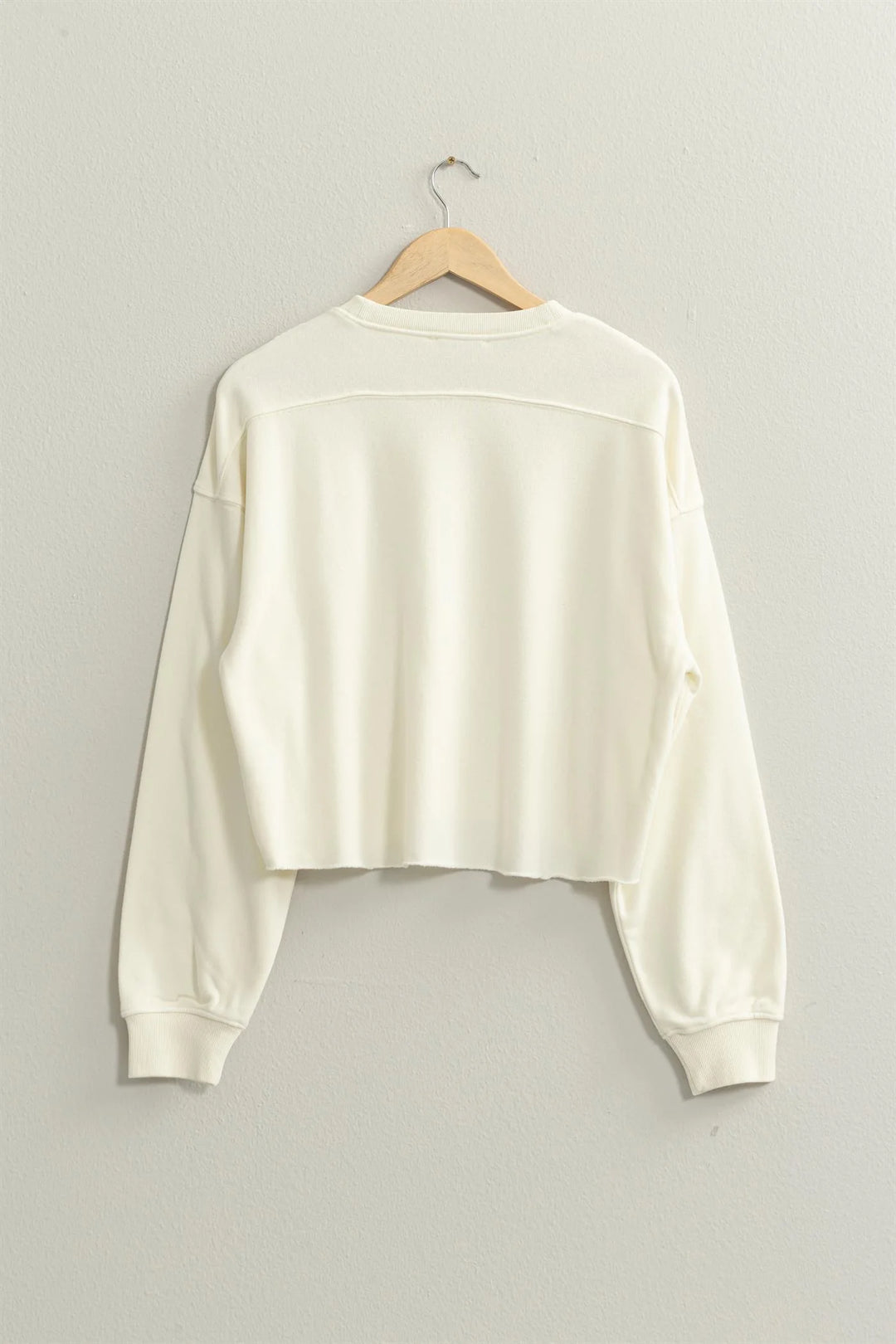 Cropped Crewneck Sweatshirt With Raw Hem