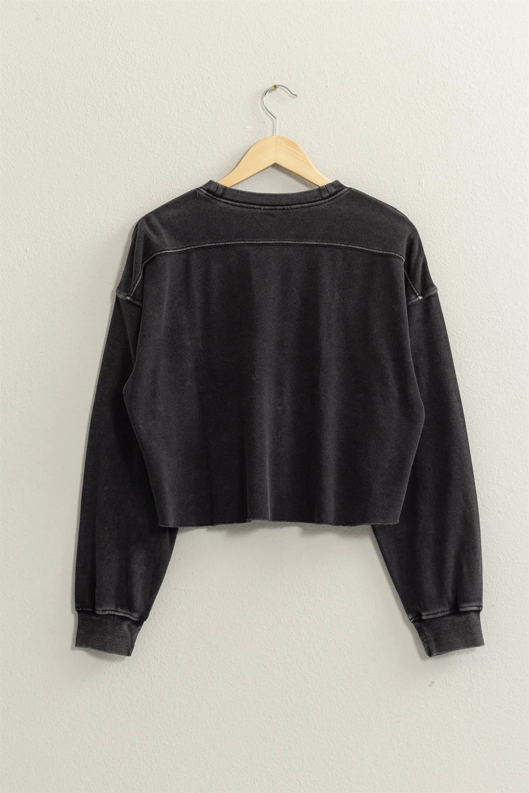 Cropped Crewneck Sweatshirt With Raw Hem