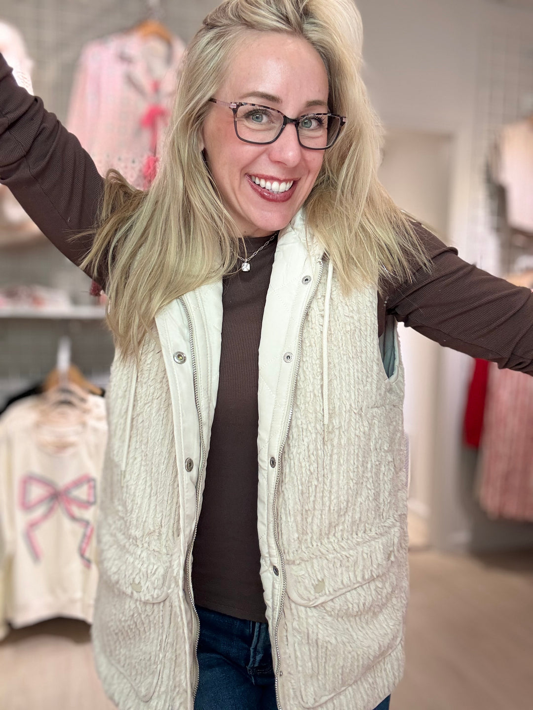 Textured Hoodie Vest