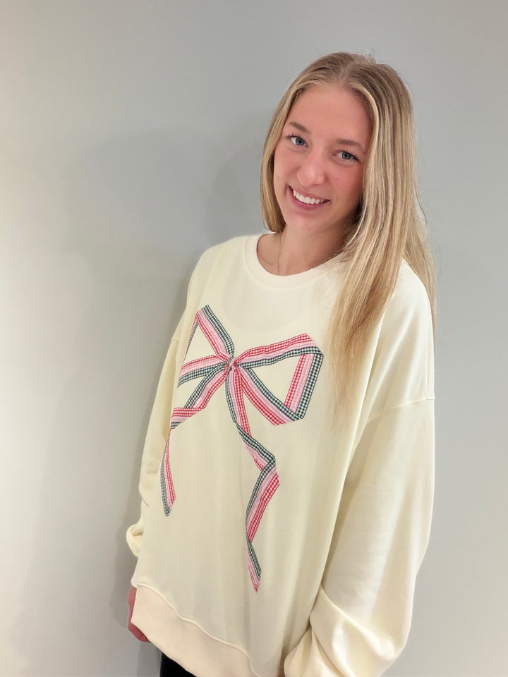 Gingham Bow Detail Sweatshirt