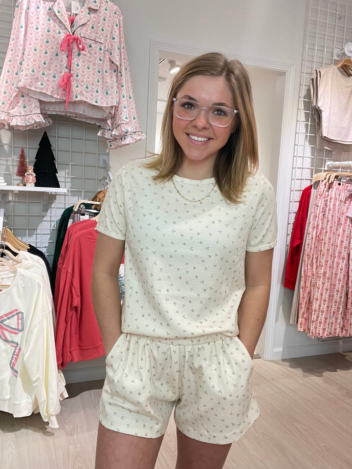 Ribbed Floral Pajama Set